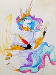 Size: 1536x2048 | Tagged: safe, artist:heavensadi, princess celestia, alicorn, anthro, g4, female, mare, solo