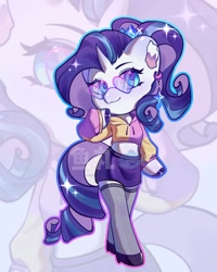 Size: 1056x1322 | Tagged: safe, artist:ywn10804439, rarity, unicorn, anthro, unguligrade anthro, g4, female, midriff, solo, zoom layer