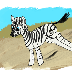 Size: 808x781 | Tagged: safe, artist:tavibird, derpibooru exclusive, zebra, ambiguous gender, prancing, solo, stripes