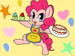 Size: 1200x900 | Tagged: safe, artist:a.s.e, pinkie pie, earth pony, pony, g4, apron, bipedal, cake, clothes, cupcake, female, food, mare, solo