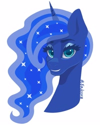 Size: 2000x2500 | Tagged: safe, artist:zendora, princess luna, alicorn, pony, g4, bust, female, grin, high res, mare, portrait, simple background, smiling, solo, white background