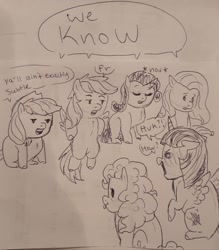 Size: 1791x2048 | Tagged: safe, artist:violetpony11, applejack, fluttershy, pinkie pie, rainbow dash, rarity, twilight sparkle, alicorn, pony, g4, female, lesbian, monochrome, ship:twinkie, shipping, sketch, traditional art, twilight sparkle (alicorn)