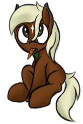 Size: 684x1022 | Tagged: safe, artist:ahorseofcourse, earth pony, pony, art pack:marenheit 451 post-pack, carrot, eating, female, food, herbivore, looking up, simple background, solo, verity, white background