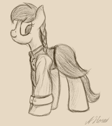 Size: 486x548 | Tagged: safe, artist:ahorseofcourse, oc, oc only, earth pony, pony, clothes, monochrome, skirt, solo