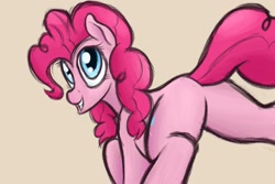 Size: 1500x1000 | Tagged: safe, artist:ahorseofcourse, pinkie pie, earth pony, pony, g4, butt, female, looking at you, looking back, mare, plot, simple background, smiling, solo
