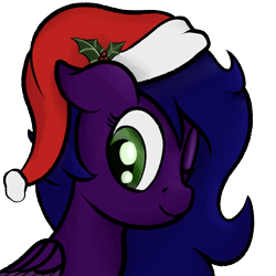 Size: 1000x1000 | Tagged: safe, artist:ahorseofcourse, oc, oc only, oc:midnight lily, pegasus, pony, christmas, hat, holiday, holly, ponerpics import, santa hat, solo