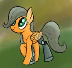 Size: 497x471 | Tagged: safe, artist:ahorseofcourse, oc, oc only, oc:autumn wren, gynoid, pegasus, pony, robot, cute, discord bot, female, filly, foal, ponerpics import, solo