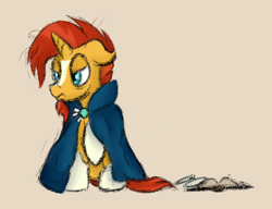 Size: 1220x938 | Tagged: safe, artist:ahorseofcourse, sunburst, pony, unicorn, g4, male, ponerpics import, solo, stallion, tired