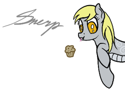 Size: 370x284 | Tagged: safe, artist:ahorseofcourse, derpy hooves, original species, pony, snake, snake pony, g4, aggie.io, female, food, mare, muffin, ponerpics import, simple background, snerpy, solo, tongue out