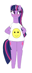 Size: 1339x3000 | Tagged: safe, artist:happyb0y95, twilight sparkle, alicorn, pony, g4, bipedal, blushing, clothes, cute, eyelashes, female, hooves behind back, looking away, mare, shirt, simple background, smiley face, smiling, solo, transparent background, twiabetes
