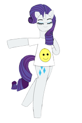 Size: 2000x3000 | Tagged: safe, artist:happyb0y95, rarity, pony, unicorn, g4, bipedal, clothes, cute, dancing, eyelashes, eyes closed, female, high res, horn, makeup, mare, raribetes, shirt, simple background, smiley face, smiling, solo, transparent background