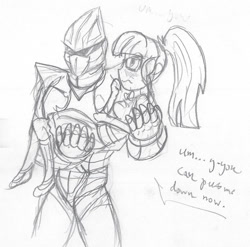 Size: 1147x1135 | Tagged: safe, artist:toonholt, sci-twi, twilight sparkle, human, fanfic:the bridge, equestria girls, g4, blushing, bridal carry, carrying, crossover, fanfic art, godzilla (series), holding, jet jaguar, jetsparkle