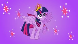 Size: 2048x1152 | Tagged: safe, artist:rocio_violeta24, twilight sparkle, alicorn, pony, g4, big crown thingy, cutie mark background, element of magic, female, gradient background, jewelry, mare, regalia, solo, twilight sparkle (alicorn)