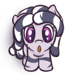 Size: 1200x1200 | Tagged: safe, artist:ahorseofcourse, oc, oc:zala, zebra, :p, cute, ponerpics import, simple background, solo, tongue out, transparent background