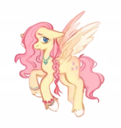 Size: 1947x2048 | Tagged: safe, artist:auchaczer, fluttershy, pegasus, pony, g4, female, mare, simple background, solo, white background