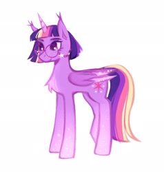 Size: 1947x2048 | Tagged: safe, artist:auchaczer, twilight sparkle, alicorn, pony, g4, female, glasses, mare, simple background, solo, twilight sparkle (alicorn), white background