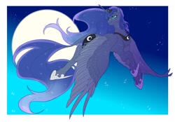 Size: 2150x1500 | Tagged: safe, artist:叶玹, princess luna, alicorn, pony, g4, female, mare, moon, night, solo