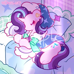 Size: 1843x1843 | Tagged: safe, artist:pinkdorisss, starlight glimmer, pony, unicorn, g4, bed, female, mare, sleeping, solo