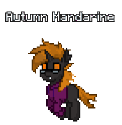 Size: 296x304 | Tagged: safe, artist:kittykat, oc, oc only, oc:autumn mandarine, changeling, pony, pony town, animated, brown changeling, male, solo, text