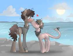 Size: 1000x768 | Tagged: safe, artist:thevixvix, oc, oc only, earth pony, pony, blushing, butt, duo, gay, kissing, male, plot, shipping, stallion