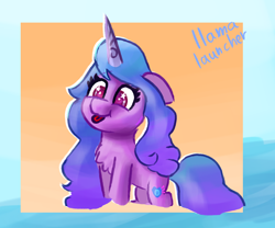 Size: 1200x1000 | Tagged: safe, artist:llamalauncher, izzy moonbow, pony, unicorn, g5, chest fluff, female, solo, tongue out