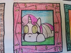 Size: 4608x3456 | Tagged: safe, artist:acid flask, sweetie belle, gynoid, pony, robot, robot pony, unicorn, g4, 2d, art dump, colored, female, mare, paper, sketch, sketch dump, sketchbook, solo, sweetie bot, traditional art