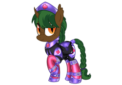 Size: 2360x1640 | Tagged: safe, artist:mistress midnight, oc, oc:camp fire(fireverse), pony, unicorn, fireheart76's latex suit design, horn, latex, latex suit, prisoners of the moon, rubber, rubber suit, solo, unicorn oc