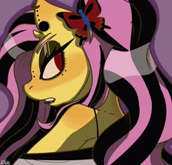 Size: 2048x1974 | Tagged: safe, artist:usapipoyoyo, fluttershy, pegasus, anthro, g4, female, goth, mare, solo