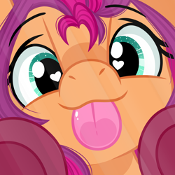 Size: 2000x2000 | Tagged: safe, artist:emberslament, sunny starscout, earth pony, pony, g5, :p, cute, female, heart, heart eyes, licking, licking the fourth wall, mare, sunnybetes, tongue out, wingding eyes