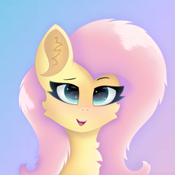 Size: 3500x3500 | Tagged: safe, artist:gaffy, fluttershy, pegasus, pony, g4, bust, cheek fluff, chest fluff, female, gradient background, high res, solo