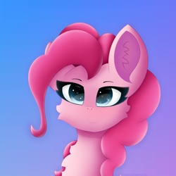 Size: 3500x3500 | Tagged: safe, artist:gaffy, pinkie pie, earth pony, pony, g4, bust, cheek fluff, chest fluff, female, gradient background, high res, solo