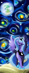 Size: 819x2048 | Tagged: safe, artist:gokiragon, princess luna, alicorn, pony, g4, crying, earth, female, mare, solo