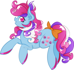 Size: 918x870 | Tagged: safe, artist:audreen, sweet stuff, pony, twinkle eyed pony, g1, bow, cute, deviantart watermark, obtrusive watermark, simple background, solo, sweet sweet stuff, tail, tail bow, transparent background, watermark