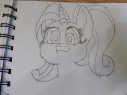 Size: 4608x3456 | Tagged: safe, artist:acid flask, rarity, pony, unicorn, g4, 2d, art dump, female, fluffy, graphite drawing, happy, looking at you, mare, paper, ponytail, sketch, sketch dump, sketchbook, smiling, smiling at you, solo, traditional art