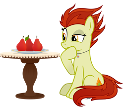 Size: 4800x4130 | Tagged: safe, artist:a4r91n, oc, oc only, oc:para focului, earth pony, pony, food, jewelry, pear, pendant, simple background, suspicious, transparent background, vector