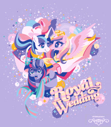 Size: 907x1041 | Tagged: safe, artist:735illustration, princess cadance, shining armor, twilight sparkle, alicorn, pony, unicorn, g4, female, male, mare, royal wedding, stallion