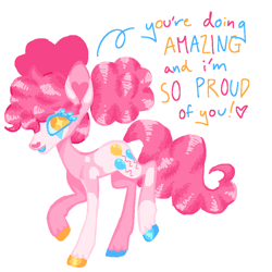 Size: 1000x1000 | Tagged: safe, artist:peaceandlove26, pinkie pie, earth pony, pony, g4, alternate design, positive message, simple background, solo, white background