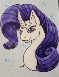 Size: 1582x2048 | Tagged: safe, artist:herr_kater86, rarity, pony, unicorn, g4, bust, female, mare, portrait, solo, traditional art