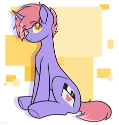 Size: 1259x1327 | Tagged: safe, artist:koapony, oc, oc only, pony, unicorn, eyebrows, eyebrows visible through hair, looking at you, sitting, solo, underhoof