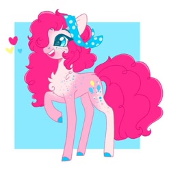 Size: 708x718 | Tagged: safe, artist:poni.adopts, pinkie pie, earth pony, pony, g4, bandana, heart, raised hoof, solo