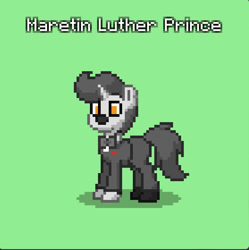 Size: 836x839 | Tagged: safe, oc, oc only, oc:maretin luther prince, hybrid, pony, zebra, zony, bowtie, clothes, green background, simple background, solo, tuxedo