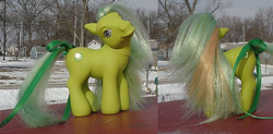 Size: 730x358 | Tagged: safe, artist:lonewolf3878, oc, oc:citrina, earth pony, pony, g3, brushable, customized toy, female, irl, photo, toy