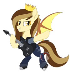 Size: 1563x1723 | Tagged: safe, artist:dyonys, oc, oc:prince whateverer, bat pony, pony, czequestria, clothes, electric guitar, guitar, male, musical instrument, simple background, stallion, transparent background, vest