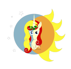 Size: 3291x3224 | Tagged: safe, artist:dyonys, oc, oc:miss libussa, pony, unicorn, czequestria, female, high res, mare, moon, simple background, sun, transparent background, watermark