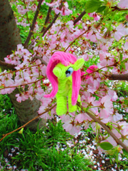 Size: 2848x3797 | Tagged: safe, artist:malte279, part of a set, fluttershy, pony, g4, chenille, chenille stems, chenille wire, cherry blossoms, craft, flower, flower blossom, high res, irl, part of a series, photo, pipe cleaner sculpture, pipe cleaners