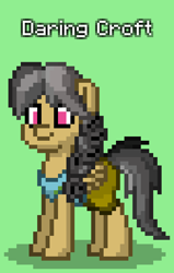 Size: 504x792 | Tagged: safe, daring do, pegasus, pony, pony town, g4, crossover, green background, lara croft, simple background, solo, tomb raider