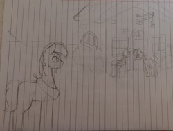 Size: 2468x1869 | Tagged: safe, artist:those kids in the corner, part of a set, big macintosh, caramel, rainbow dash, earth pony, pegasus, pony, g4, female, male, part of a series, ship:rainbowmac, shipping, straight, traditional art