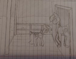 Size: 2163x1680 | Tagged: safe, artist:those kids in the corner, part of a set, big macintosh, rainbow dash, earth pony, pegasus, pony, g4, female, implied shipping, male, part of a series, ship:rainbowmac, shipping, straight, traditional art