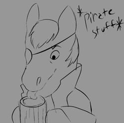 Size: 723x716 | Tagged: safe, artist:brainiac, oc, oc:red hull, earth pony, pony, fallout equestria, brainiacs sketchbook (set), licking, male, sketch, solo, stallion, tongue out