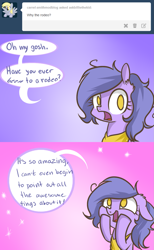 Size: 1181x1913 | Tagged: safe, artist:lolepopenon, oc, oc:billie, earth pony, pony, ask billie the kid, ask, comic, floppy ears, hooves on cheeks, solo